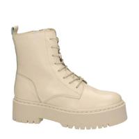 Nelson leren plateau veterboots ecru - thumbnail