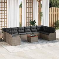 Tuinbankenset met kussen 11 pcs Grijs poly rattan - thumbnail