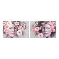 Schilderij DKD Home Decor Girl Blommor 120 x 3 x 80 cm Modern (2 Stuks) - thumbnail