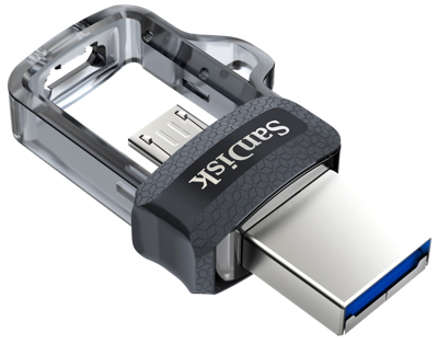 SanDisk Ultra Dual m3.0 USB flash drive 32 GB USB Type-A / Micro-USB 3.2 Gen 1 (3.1 Gen 1) Zwart, Zilver, Transparant