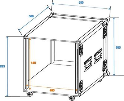 ROADINGER Amplifier Rack PR-2, 14U, 47cm with wheels