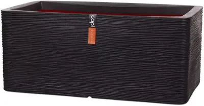 Capi Nature Rib NL 73x39x32cm rechthoekige plantenbak zwart Capi Nature Rib NL 73x39x32cm rechthoekige plantenbak zwart