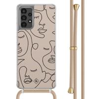 Samsung Galaxy A13 4G hoesje met beige koord - Abstract faces - thumbnail