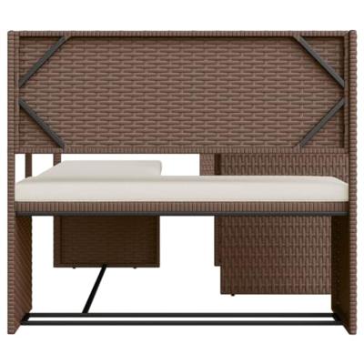 Tuinbank met tafel en kussens L-vormig poly rattan bruin Tuinbank met tafel en kussens L-vormig poly rattan bruin