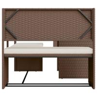 Tuinbank met tafel en kussens L-vormig poly rattan bruin - thumbnail
