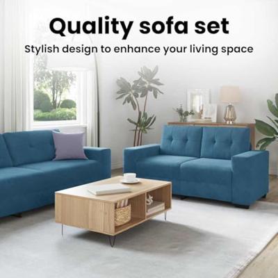 Bankstel 3 pcs Blauw 221 x 80 x 80 cm Fluweel