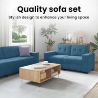 Bankstel 3 pcs Blauw 221 x 80 x 80 cm Fluweel - thumbnail