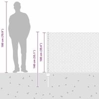 VidaXL Hek met paal zilver 1 x 10 m staal - thumbnail