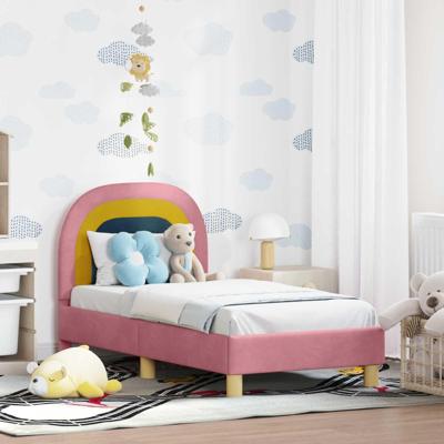 Peuterbedframe met hoofdbord Roze 70 x 140 cm Fluweel