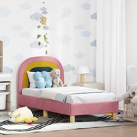 Peuterbedframe met hoofdbord Roze 70 x 140 cm Fluweel - thumbnail