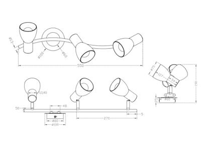 Trio Moderne plafondspotLevisto 3-lichts messing mat - 871010308