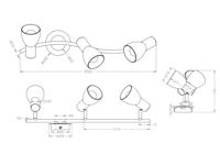 Trio Moderne plafondspotLevisto 3-lichts messing mat - 871010308 - thumbnail