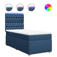 Boxspring met matras stof blauw 90x190 cm - thumbnail