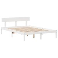 Bedframe zonder matras massief grenenhout wit 140x200 cm - thumbnail
