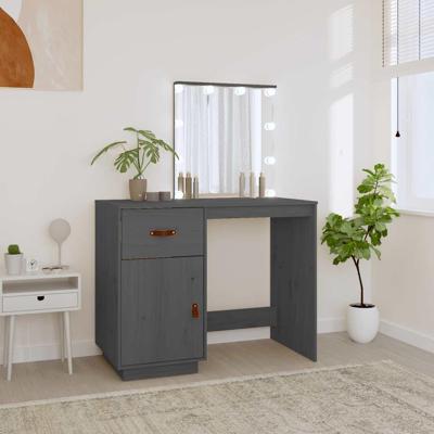 Kaptafel met LED 95x50x133,5 cm massief grenenhout grijs