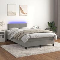 Boxspring met matras en LED fluweel lichtgrijs 120x200 cm - thumbnail