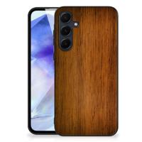 Samsung Galaxy A55 Houten Print Telefoonhoesje Donker Hout - thumbnail