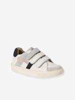 Baskets met klittenband van leer voor kinderen ecru - thumbnail