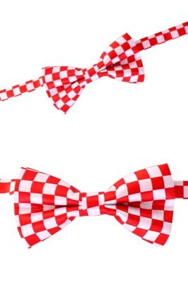 Luxe strik brabant rood/wit geblokt