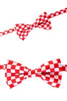 Luxe strik brabant rood/wit geblokt - thumbnail