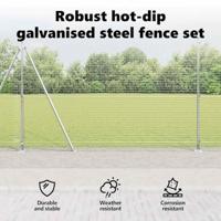 VidaXL Afrasteringspaal zilver 10 x 1,6 m (25 x 25 mm gaas) staal - thumbnail