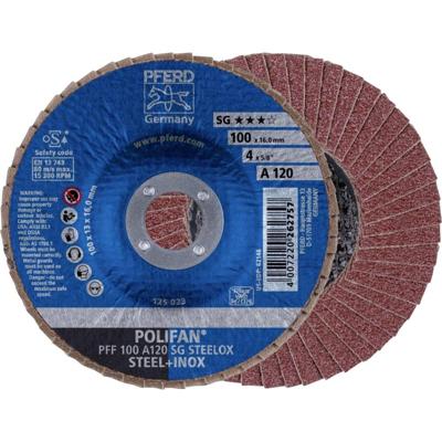 PFERD TOOLS 67612100 PFF 100 A 120 SG STEELOX/16,0 Lamellenschijf Diameter 100 mm Boordiameter 16 mm Korrelgrootte (num) 120 RVS, Staal 10 stuk(s)