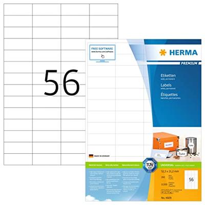 Etiket HERMA 4609 52.5x21.2mm premium wit 11200 etiketten | 8 stuks Etiket HERMA 4609 52.5x21.2mm premium wit 11200 etiketten | 8 stuks