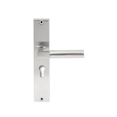 Hardbrass Deurkruk Ottawa op rechthoekig langschild profielcilindergat 55mm - RVS Hardbrass Deurkruk Ottawa op rechthoekig langschild profielcilindergat 55mm - RVS