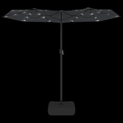 Parasol dubbel dak met LED's 316x240 cm zwart