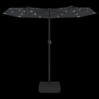 Parasol dubbel dak met LED's 316x240 cm zwart - thumbnail