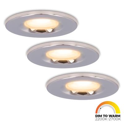 Set van 3 Venezia LED inbouwspots - 6 Watt 460lm - Dim to warm - Rond - Dimbaar - IP65 waterdicht - Chrome - Voor binnen, buiten en badkamer
