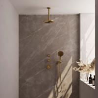 Regendoucheset Inbouw Brauer Gold Edition Thermostatisch 20 cm met Plafondarm en Handdouche 3-Standen Losse Stopkranen Geborsteld Goud Brauer - thumbnail