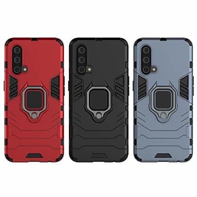 Lunso - Armor backcover hoes met ringhouder - OnePlus Nord CE - Zwart