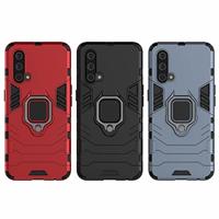 Lunso - Armor backcover hoes met ringhouder - OnePlus Nord CE - Zwart - thumbnail