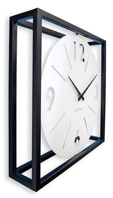 NeXtime - Tafel-|Wandklok 40x40x9,5cm - Stil - Zwart|Wit - Metaal -