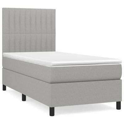 Boxspring met matras stof lichtgrijs 90x190 cm