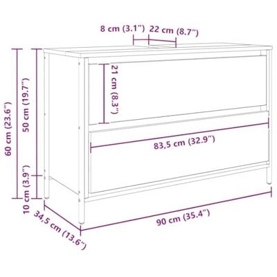 Badkamerkast met lades 90x34,5x60 cm zwart eikenkleurig Badkamerkast met lades 90x34,5x60 cm zwart eikenkleurig
