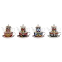 Theepot Home ESPRIT Geel Rood Kristal Porselein 1 L (4 Stuks) - thumbnail