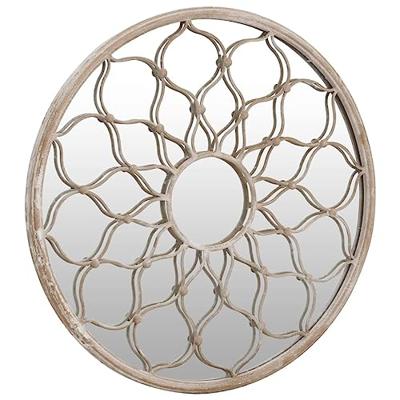 VidaXL Tuinspiegel rond 40x3 cm ijzer zandkleurig