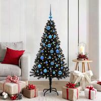 VidaXL Kerstboom met 150 led met standaard zwart 150 cm pvc - thumbnail