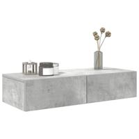 Wandschap met lades 80x33x17 cm bewerkt hout betongrijs - thumbnail