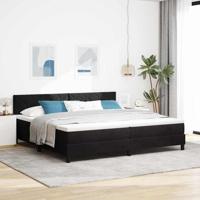 Boxspringbed met Matras met matras Zwart 200 x 200 cm Stof - thumbnail