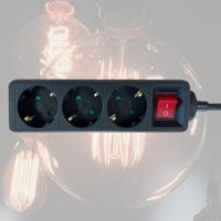 Stekkerdoos BRASQ 3 voudig 3 meter zwart - thumbnail