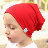 2 PC'S cute Solid gebreide Katoen Hat beanies herfst winter warm Earmuff kleurrijke kroon caps voor pasgeboren baby kinderen (rood) - thumbnail