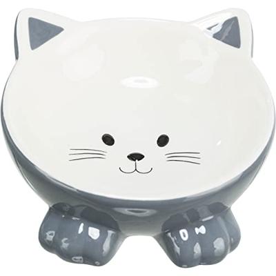 TRIXIE VOERBAK / DRINKBAK KATTENKOP VERHOOGD KERAMIEK ASSORTI 14 CM 150 ML