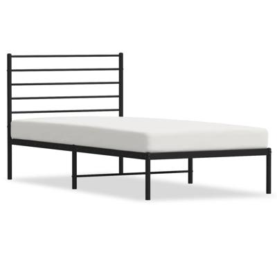 Bedframe met hoofdbord metaal zwart 90x200 cm