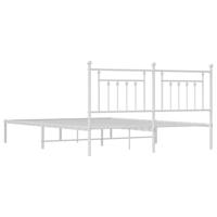 Bedframe met hoofdbord metaal wit 160x200 cm - thumbnail