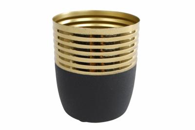 Bloempot "Luuk" L goud/zwart metaal p12 11x11x12,5cm