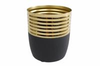 Bloempot "Luuk" L goud/zwart metaal p12 11x11x12,5cm - thumbnail