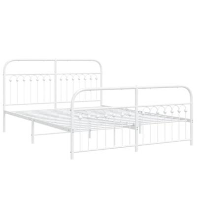 Bedframe met hoofd- en voeteneinde metaal wit 150x200 cm Bedframe met hoofd- en voeteneinde metaal wit 150x200 cm